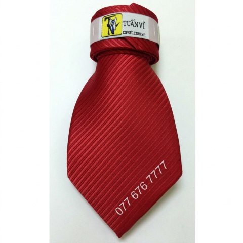 Cà vạt màu đỏ cam, cà vạt đỏ gân nổi, cà vạt lụa nam trẻ trung, cà vạt bản trung Tuấn Vĩ, phụ kiện vest nam cao cấp, cà vạt Silk đỏ cam